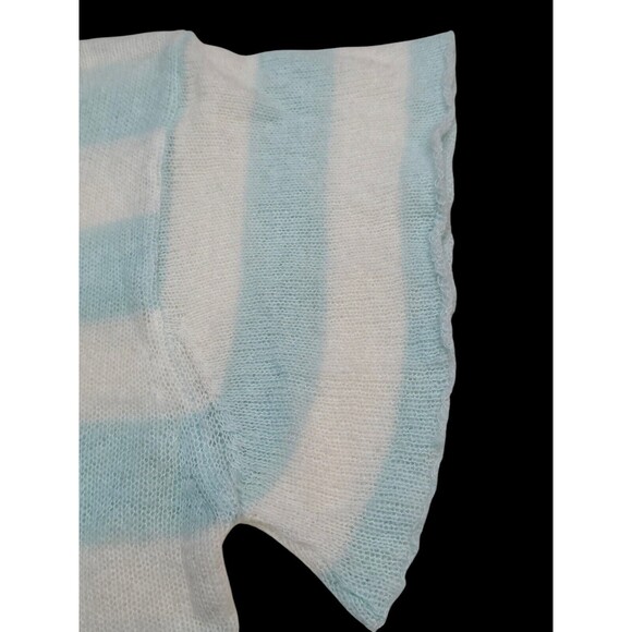 Wildfox White Label Striped Sequin Heart Short Sleeve Sweater Size Small S Blue - Picture 8 of 12